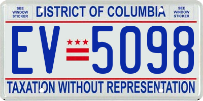 DC license plate EV5098