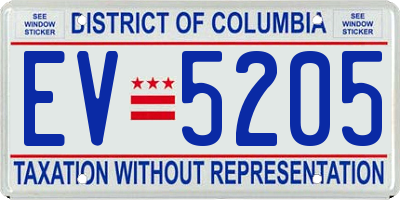 DC license plate EV5205
