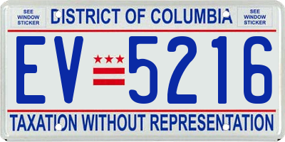 DC license plate EV5216