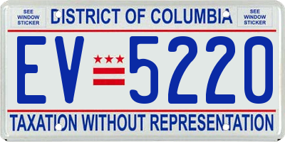 DC license plate EV5220
