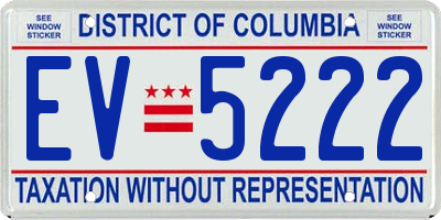 DC license plate EV5222