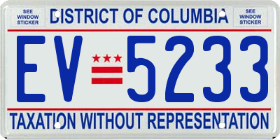DC license plate EV5233