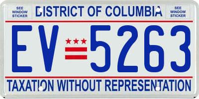 DC license plate EV5263