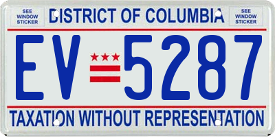 DC license plate EV5287