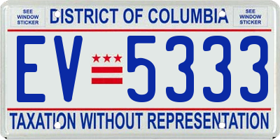 DC license plate EV5333