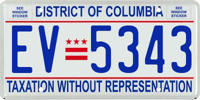 DC license plate EV5343