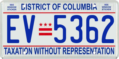 DC license plate EV5362