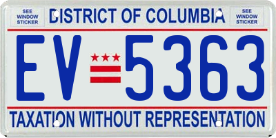 DC license plate EV5363