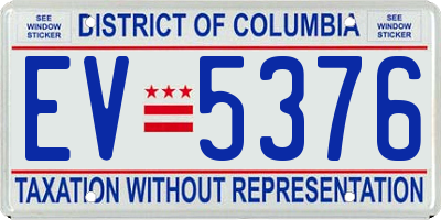 DC license plate EV5376