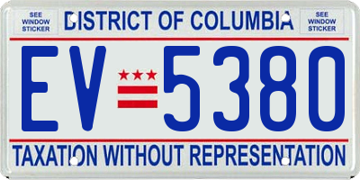 DC license plate EV5380