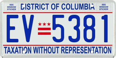 DC license plate EV5381