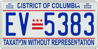 DC license plate EV5383