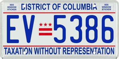 DC license plate EV5386