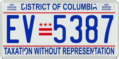 DC license plate EV5387