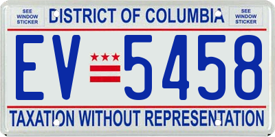 DC license plate EV5458