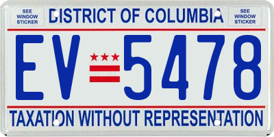 DC license plate EV5478