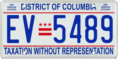 DC license plate EV5489