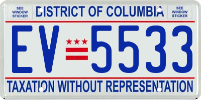 DC license plate EV5533