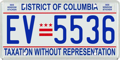 DC license plate EV5536