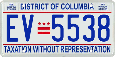 DC license plate EV5538