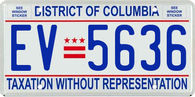DC license plate EV5636