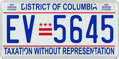 DC license plate EV5645