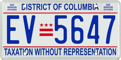 DC license plate EV5647