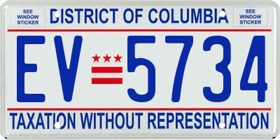 DC license plate EV5734
