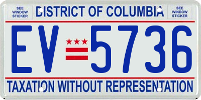 DC license plate EV5736