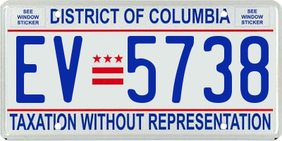 DC license plate EV5738