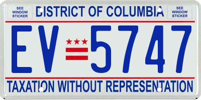 DC license plate EV5747