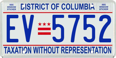 DC license plate EV5752