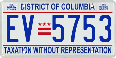 DC license plate EV5753