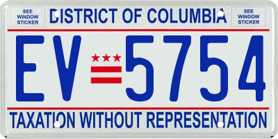 DC license plate EV5754