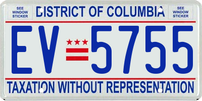 DC license plate EV5755