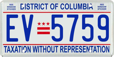 DC license plate EV5759