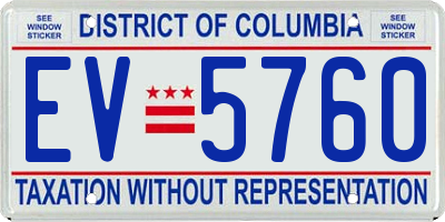 DC license plate EV5760