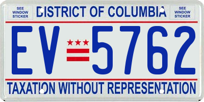 DC license plate EV5762