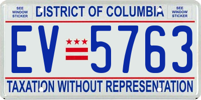 DC license plate EV5763
