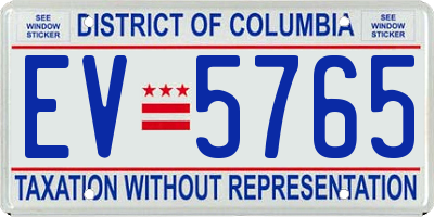 DC license plate EV5765