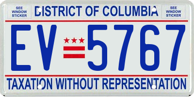 DC license plate EV5767