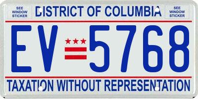 DC license plate EV5768