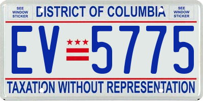 DC license plate EV5775