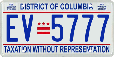 DC license plate EV5777