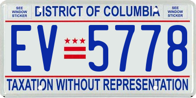 DC license plate EV5778