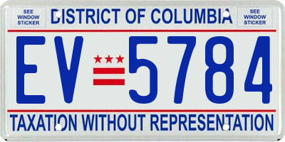 DC license plate EV5784