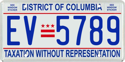 DC license plate EV5789