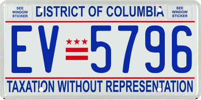 DC license plate EV5796