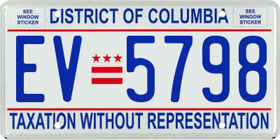 DC license plate EV5798