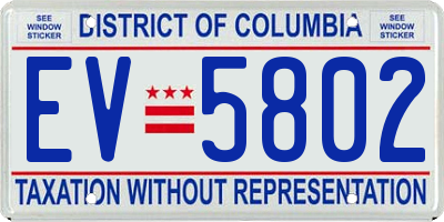 DC license plate EV5802